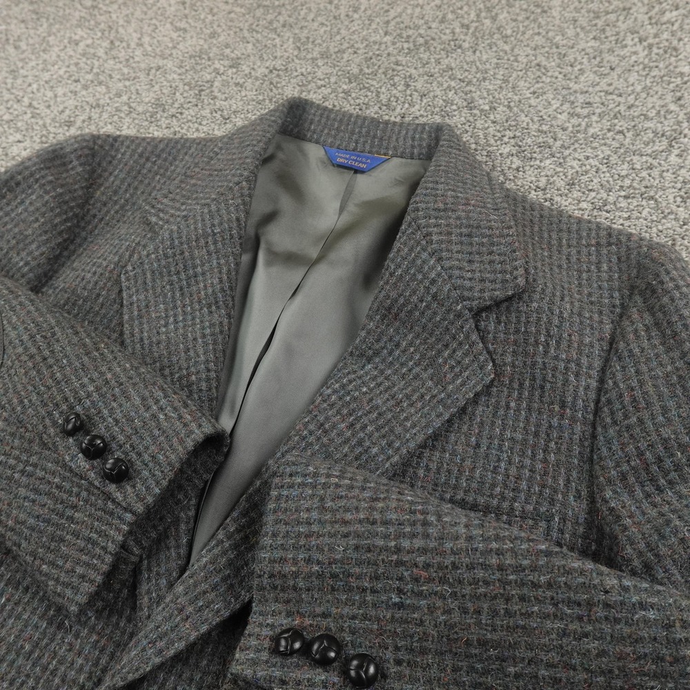 VTG Pendleton Blazer Mens 44 Gray Wool Tweed Elbow Patch Sport Coat Jacket USA